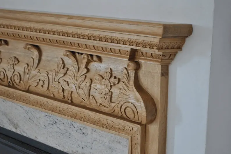 Beautiful Mantel Carved from Oak